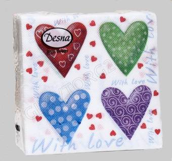 Салфетки бум Desna (Десна) Design однослойные 24*24 С любовью 40шт