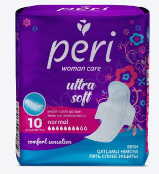PERI Женские гигиенические прокладки Ultra Normal Soft 10 шт. (хлопок)/48шт/24 шт/уп