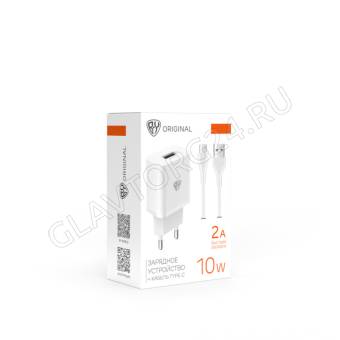 Зарядное устройство сетевое BY Usual 1xUSB 2A с кабелем Type-C белый
