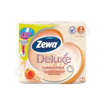 Т/бумага Zewa Delux 3сл. 4 рул розовая персик/14