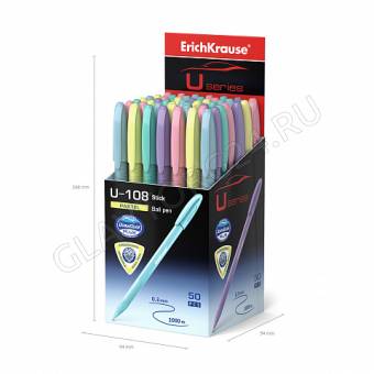 Ручка шар U-108 Stick Pastel 1.0мм  синяя форма корпуса треугольная