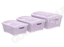 Набор корзинок с крышками «Ромбики» (340*250*170мм) (3шт) (пепел розы) АП468