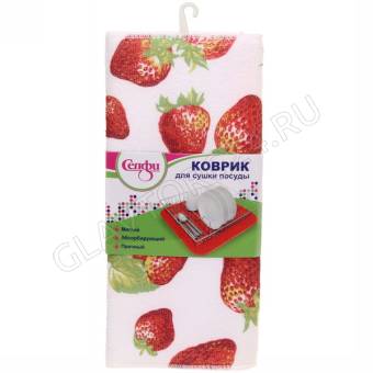 Коврик для сушки посуды 30*38см "Клубника"/240 арт.335-259