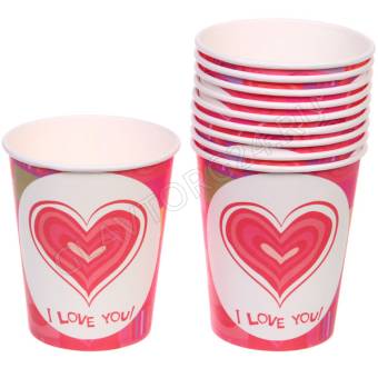 Стакан бумажный 0,2л в наборе 10 шт "Love you" арт. 130-822