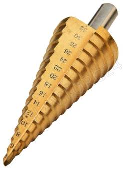 Сверло ступенчатое HSS по металлу, 15 ступеней, 4-32мм/36384М