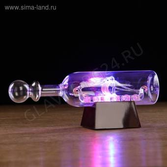 Корабль стекло в бут.1 парус золото в полоску "Золотые манеты" 20.5х5 см/2950007