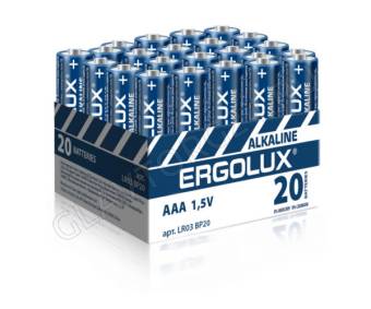 Ergolux.. LR03 Alkaline BP20 (ПРОМО, LR03 BP20, батарейка,1.5В)