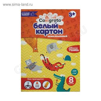 картон белый А4 8л Calligrata одност немел 220г/м2 в папке  4790693