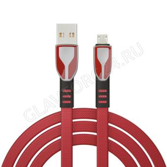 Кабель USB штекер-MicroUSB штекер BY Графика 1м тканевый 3А красный