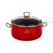 КАСТРЮЛЯ AGNESS ЭМАЛИР. СТ/КР. АНТИПРИГАР. "МРАМОРНЫМ" ПОКРЫТИЕМ, 18СМ 2,4Л/ арт. 950-210