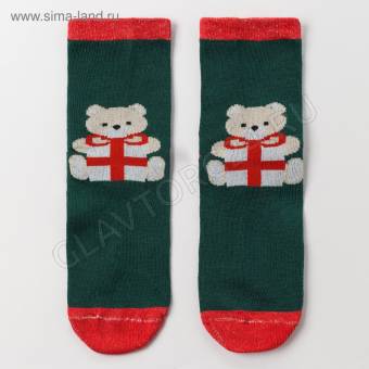 Носки женские х/б Happy Frensis Мишка с подарком Ft-660-L-64 25 р-р 37-39(23-25) зеленый
