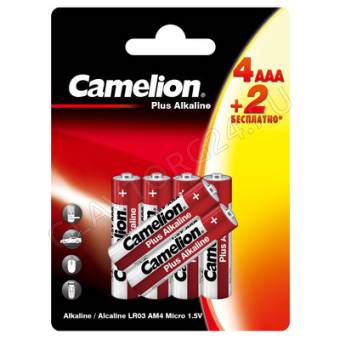 Camelion Plus Alkaline 4+2 LR03 (4+2 LR03-BP, батарейка, 1,5В)
