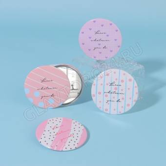 Зеркало (1) б/увел НАДПИСИ d7см металл/бумага МИКС пакет QF 9682239