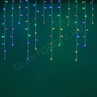 СНОУ БУМ Гирлянда эл. бахрома 2.5x0.35х0.55x0.75м, 80LED,мульти MIX, 8 реж, ПВХ белый, коннект, 220В