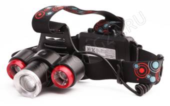 Фонарик Ultraflash LED5334  (налоб акк 3,7В, черн.,3LED, 5 Вт, фокус, 2 ак. 4 реж,USB,бокс,са)
