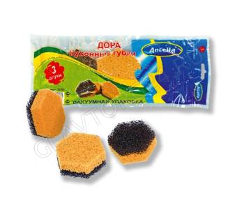 Дора губки кухонные 3шт 9*7,7*3,3 Антелла