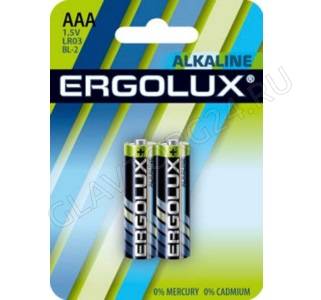 Ergolux LR03 Alkaline BL-2 (LR03 BL-2, батарейка,1.5В)