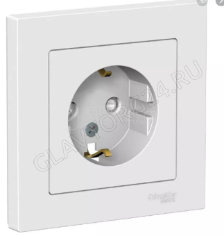 Розетка ATLAS DESIGN с заземл. защ. шторки 16А в сборе бел. SchE ATN000144