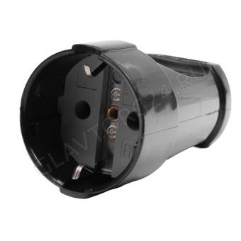 Вилка прямая Volsten S2-P Black 10А чёрная б/з