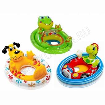 INTEX Круг для бассейна, 76*58см,смотри как я сижу,3-4 года,3 цвета 59570