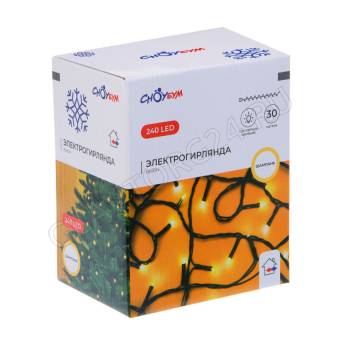 СНОУ БУМ Гирлянда эл. вьюн, 30м, 240LED, шампань, пост.свечение, ПВХ зеленый, коннектор, 220В