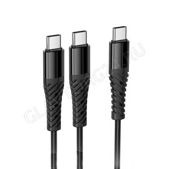 Кабель Type-C штекер-Type-C штекер-Type-C штекер HOCO X123 1м 100вт черный