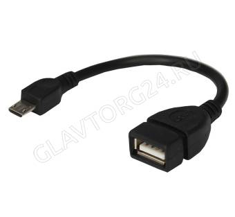 Кабель USB гнездо-MicroUSB штекер OTG REXANT 18-1182 0,15м ПВХ 2,4А черный