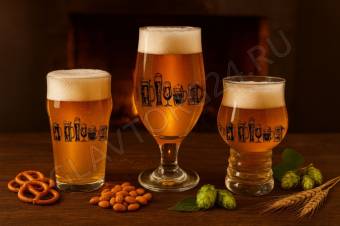 Набор подарочный Пивная Трилогия Пивная линия (черная) (3 бокала д/пива) арт. 1209-Д