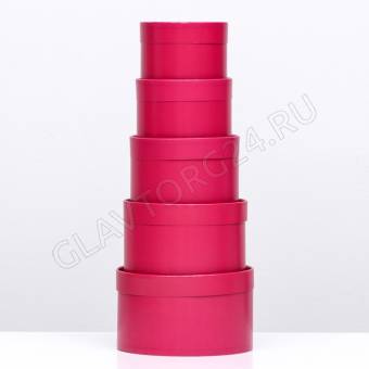 Набор шляпных коробок 5 в 1,"Бордовый", 20 х 12,18 х 11,16 х 10,14 х 9,13 х 8,5 см 9694640