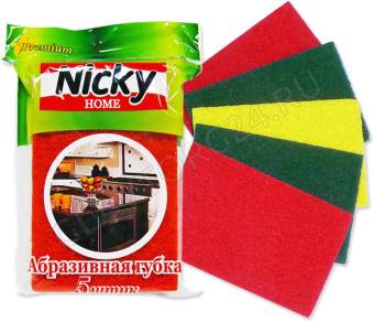 Губки д/посуды шероховатые/абразивные 5шт Nicky Home