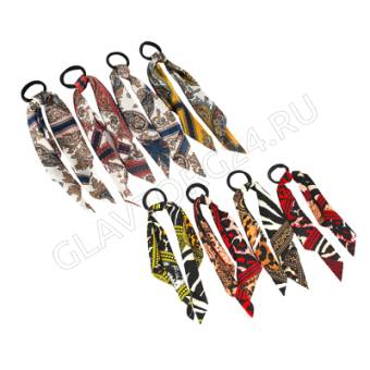 Резинка для волос лентой, полиэстер, d 5см, 2 дизайна, PB2019-1