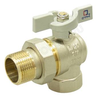 Кран шар. 3/4" с накид. гайкой угловой бабочка, CTM СТАНДАРТ CWALM034