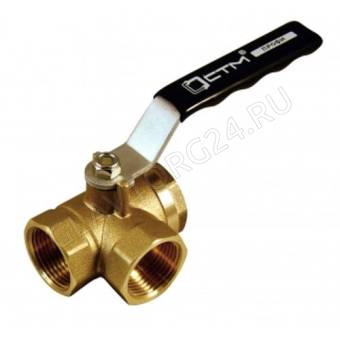 Кран шар. 1/2" трехходовой, тип T рычаг, никель, CTM ПРОФИ CN3FT012