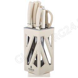 НАБОР НОЖЕЙ AGNESS НЖС НА ПЛАСТИКОВОЙ ВРАЩАЮЩЕЙСЯ ПОДСТАВКЕ 8 предметов /6 арт. 911-760