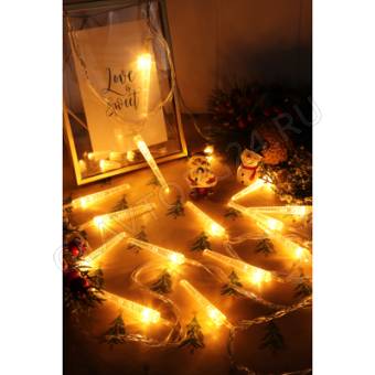 СНОУ БУМ Гирлянда с насадками "Ажурная сосулька",3м,20LED,шамп, 220В  