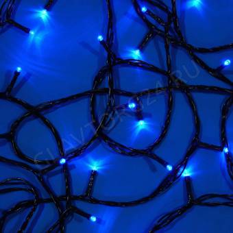 СНОУ БУМ Гирлянда эл. вьюн, 50м, 400LED, синий, 8 режимов, ПВХ зеленый, коннектор, катушка, 220В