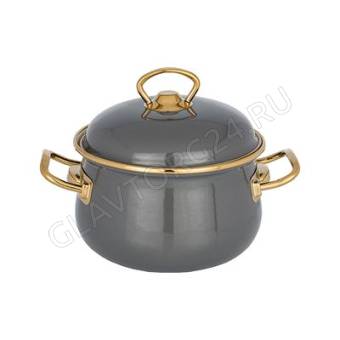 КАСТРЮЛЯ ЭМАЛИР. 6,1Л AGNESS С КР. DELUXE 24X15СМ ИНДУК. ЦВЕТ: ГРАФИТОВЫЙ/6 арт. 951-139