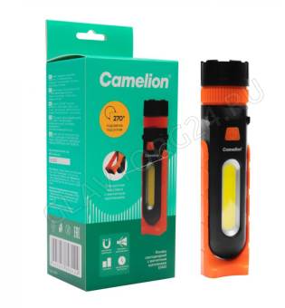 Фонарик Сamelion E1443 (фонарь универс, LED+COB, черн/оранж., 3XR03, магн, пласт., кор.)