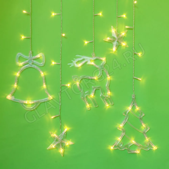 СНОУ БУМ Гирлянда эл. бахрома, 2.5х0.3х0.5х0.7х1.05,150LED*шампань,пост.свеч.,ПВХ прозр,коннект,220В