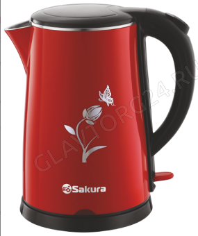 Чайник электрический SAKURA SA-2159BR 1,8л 2кВт нерж.сталь,пластик красно-черный