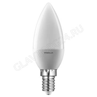 Лампа светод. Ergolux LED-C35-7W-E14-3K (Свеча 7Вт E14 3000K 172-265В) NEW