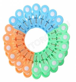 Прищепки пласт. цветные круглые №02505/808-20 20шт./48