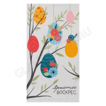 Полотенце вафельное хлопок 35*60см Доляна Христос Воскрес белый