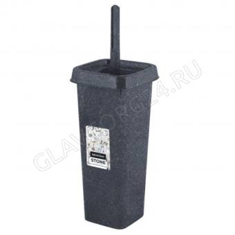 Комплект WC  Stone закрытый (ершик + подставка) темный камень