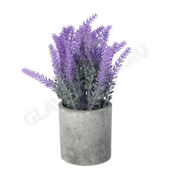 LADECOR Лаванда искусственная в кашпо, 7,5х20-21 см, пластик, целлюлоза