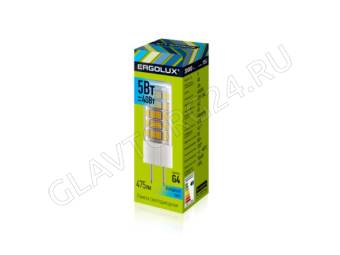 Лампа светод. Ergolux LED-JD-5W-G4-4K (5Вт G4 4500К 207-240В)