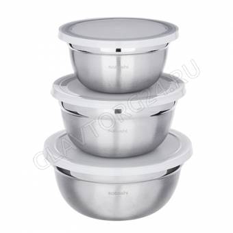 Набор салатников с крышками 6пр:14,16,18см, нерж.сталь SATOSHI