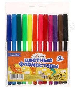 Фломастеры 12 цветов в блистере CALLIGRATA вентилируемый колпачок 1014654