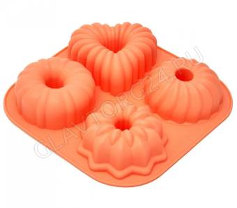 Форма д/выпечки силиконовая 4 кекса №2 16,5*16,5*3см арт. КТ-S-347/60
