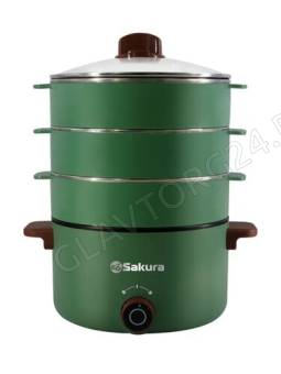 Пароварка SAKURA SA-7218GR 800Вт 8л 3 яруса зеленый